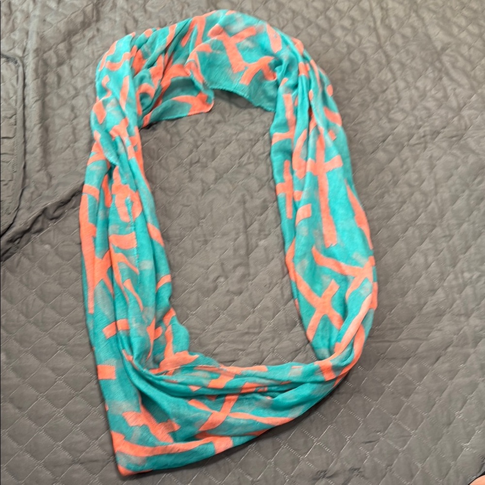 Stylish Teal and Coral Scarf